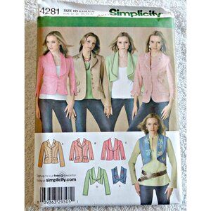 Simplicity 4281 Sewing Pattern Misses Lined Jacket & Vest with Length and Collar